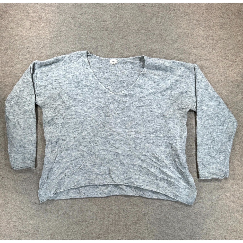 O&O Sweater Womens Large Gray V Neck Long Sleeve Pullover Winter Warm Outdoor